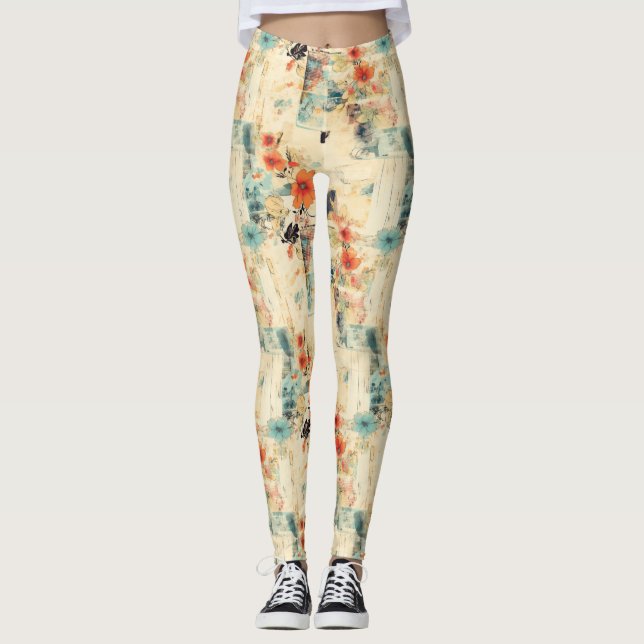 Vintage Floral Pattern (2) Leggings (Front)