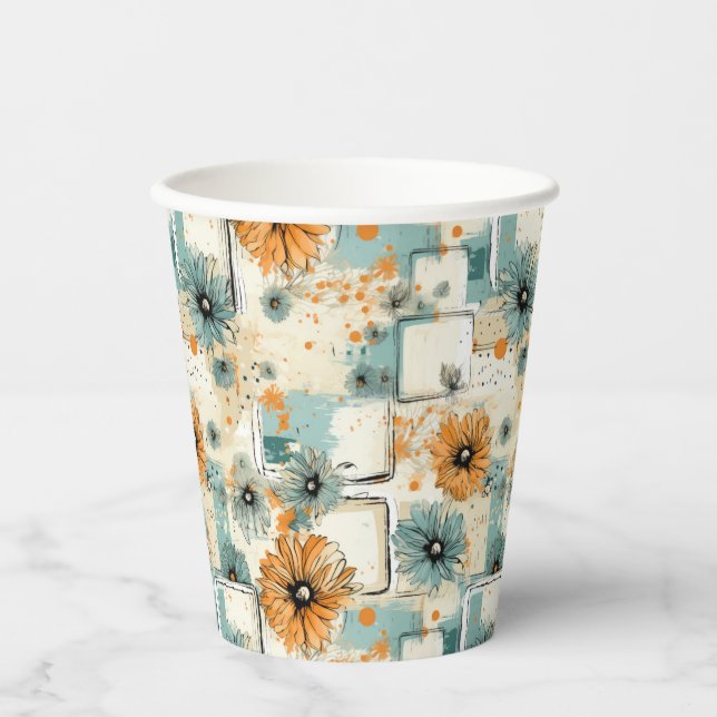 Vintage Floral Pattern (3) Paper Cups (Front)