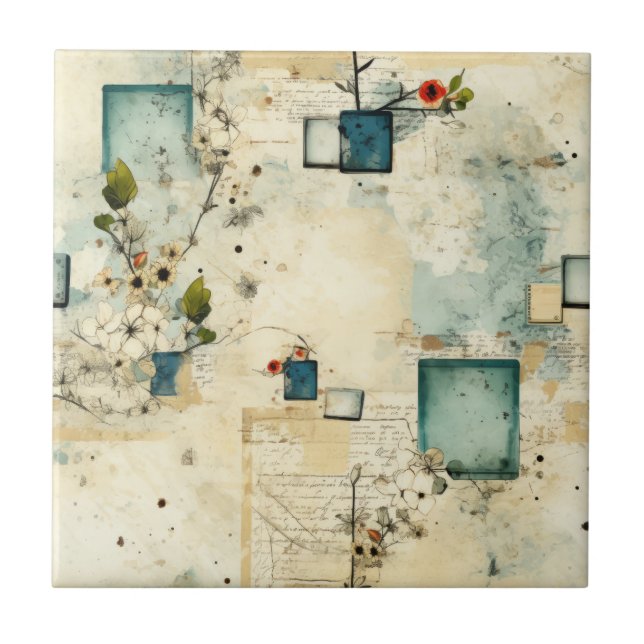 Vintage Floral Pattern (5) Ceramic Tile (Front)