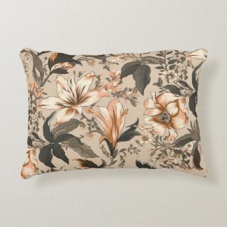 Vintage Floral Pattern Accent Pillow