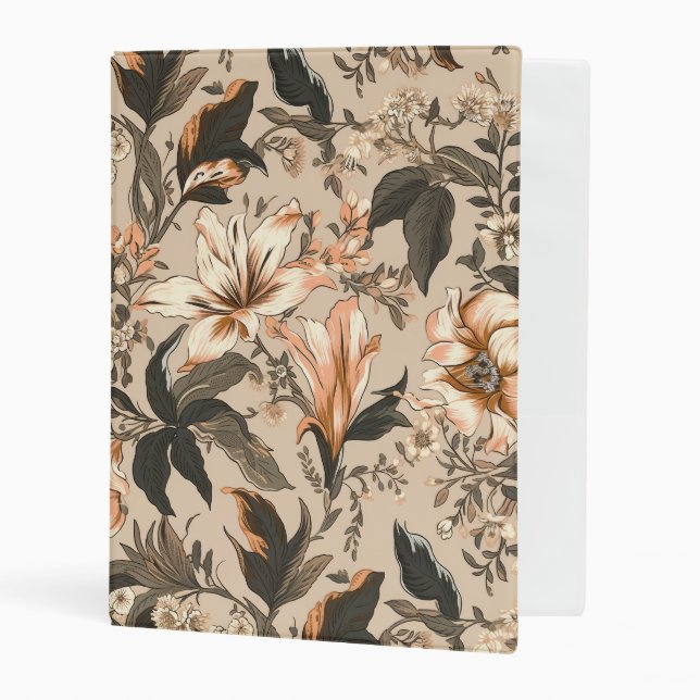 Vintage Floral Pattern Avery Mini Binder (Front/Inside)