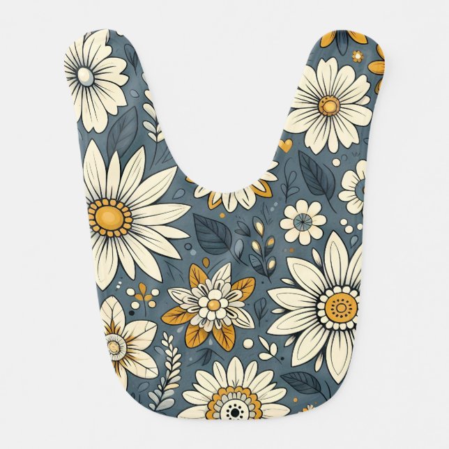 Vintage Floral Pattern Baby Bib (Front)