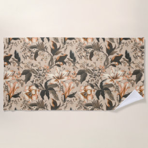 Vintage Floral Pattern Beach Towel