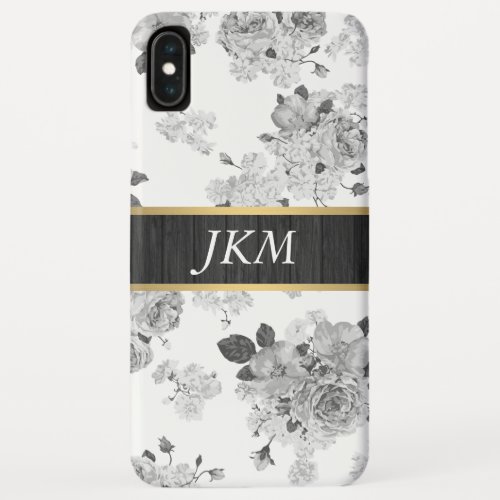 Vintage Floral Pattern  Black and White iPhone XS Max Case