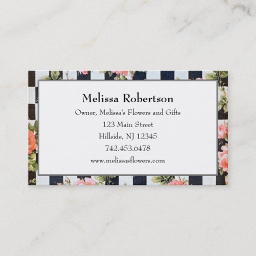 Customizable Vintage Black and White and Roses Business Cards