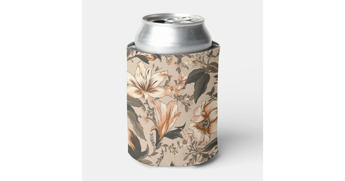 Vintage Floral Pattern Can Cooler | Zazzle