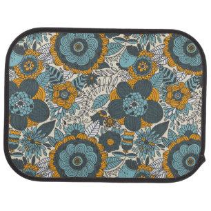 Vintage floral pattern car floor mat
