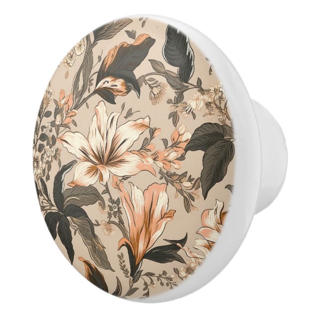 Vintage Floral Pattern Ceramic Knob (Right)