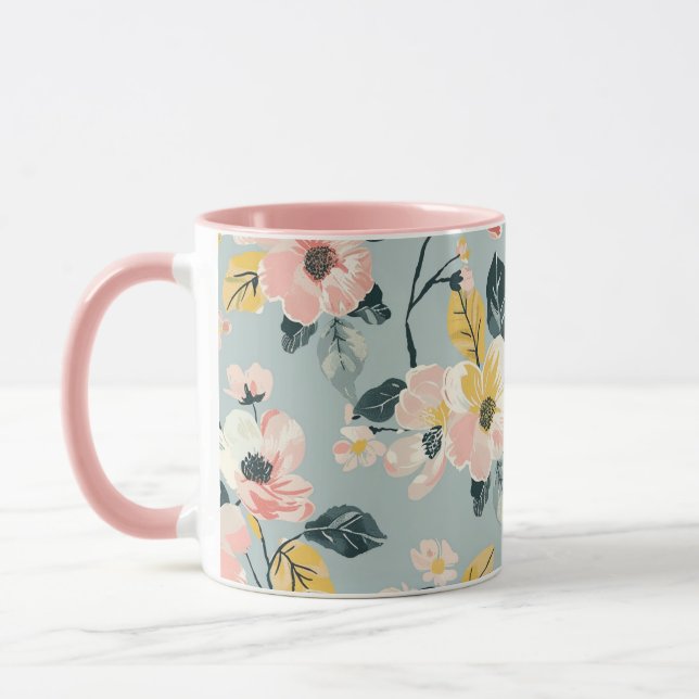 Vintage Floral Pattern Coffee Mug (Left)