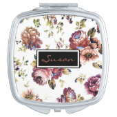 Vintage Floral Pattern Compact Mirror (Front)