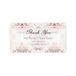 Vintage Floral Pattern Damask Thank You Label