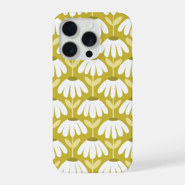Vintage Floral Pattern Dark Gold & Olive Green iPhone Case (Back)