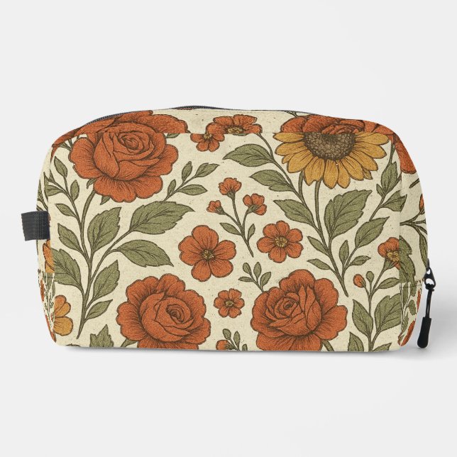 Vintage Floral Pattern Design  Dopp Kit (Front)