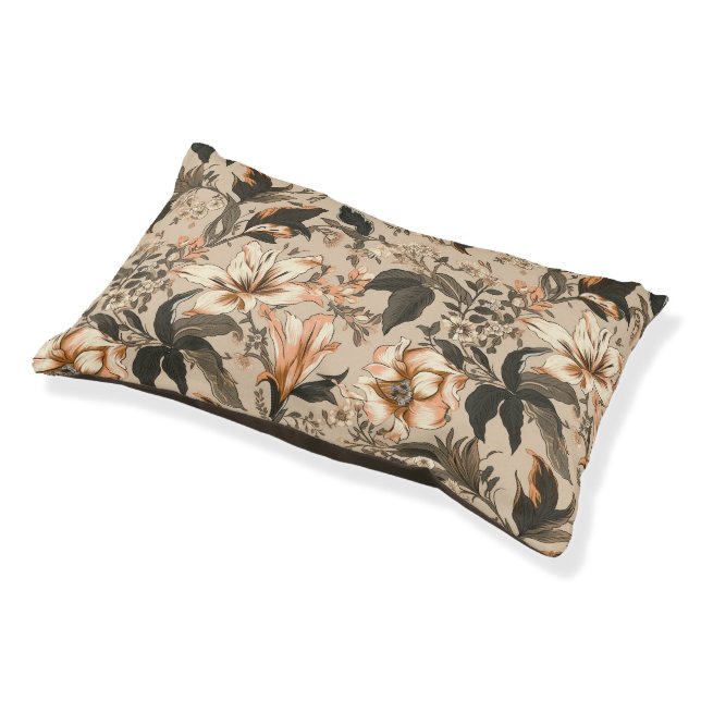 Vintage Floral Pattern Dog Bed (Angled)
