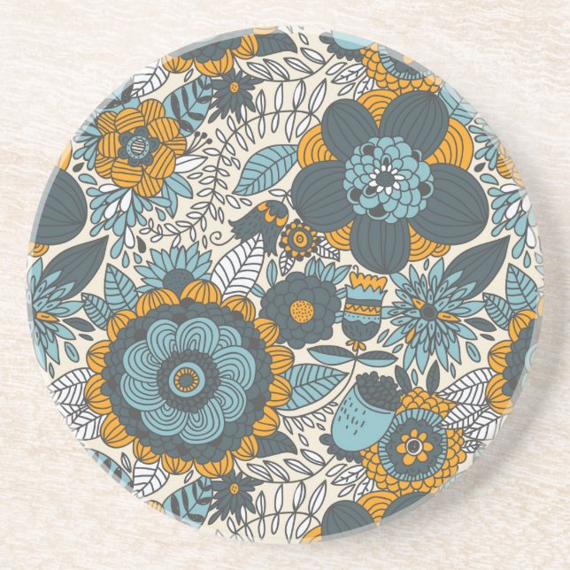 Vintage floral pattern drink coaster (Front)