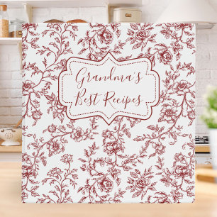 Vintage Floral Pattern Family Recipe Cookbook 3 Ring Binder