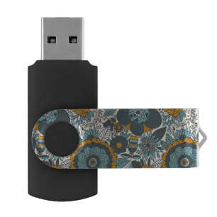 Vintage floral pattern flash drive
