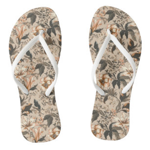 Vintage Floral Pattern Flip Flops