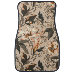 Vintage Floral Pattern Front Car Mats