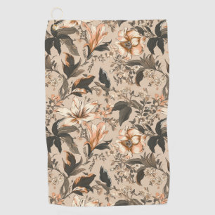 Vintage Floral Pattern Golf Towel