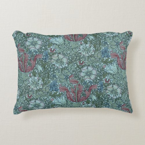 Vintage Floral Pattern Green Blue Red White Accent Pillow