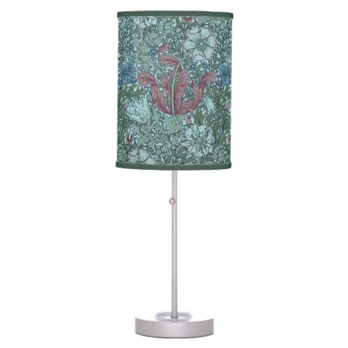 Vintage Floral Pattern Green Blue Red White Table Lamp