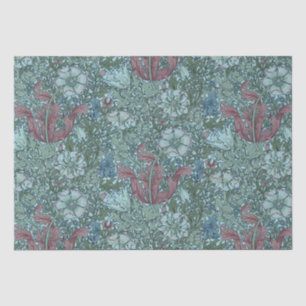 Vintage Floral Pattern Green Blue Red White Tissue Paper