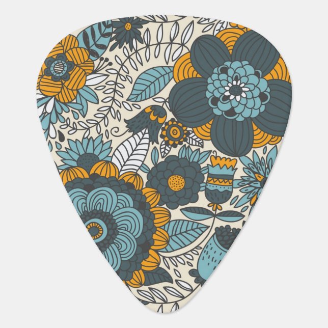 Vintage floral pattern guitar pick (Front)