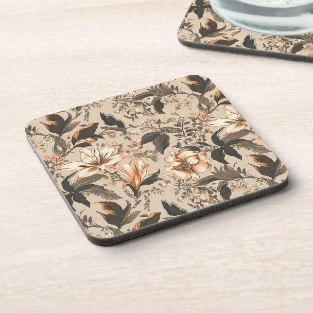 Vintage Floral Pattern Hard Plastic Coaster (Left Side)