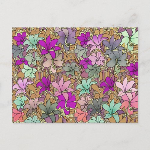 Vintage Floral Pattern Illustration Postcard