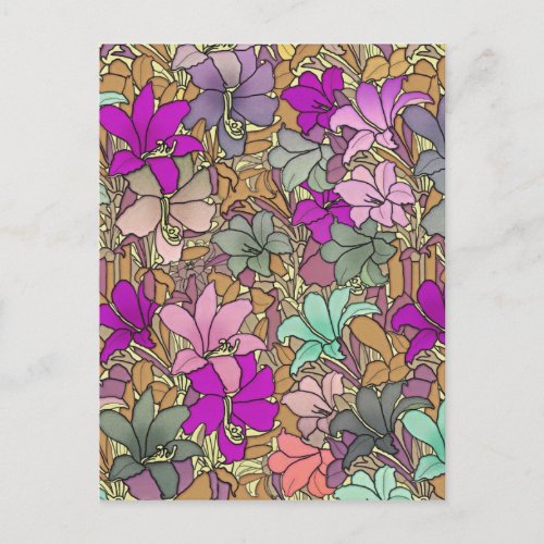 Vintage Floral Pattern Illustration Postcard