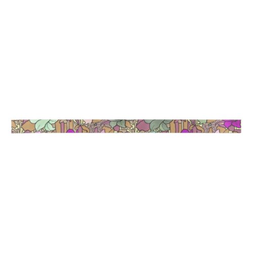 Vintage Floral Pattern Illustration Satin Ribbon