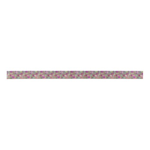 Vintage Floral Pattern Illustration Satin Ribbon