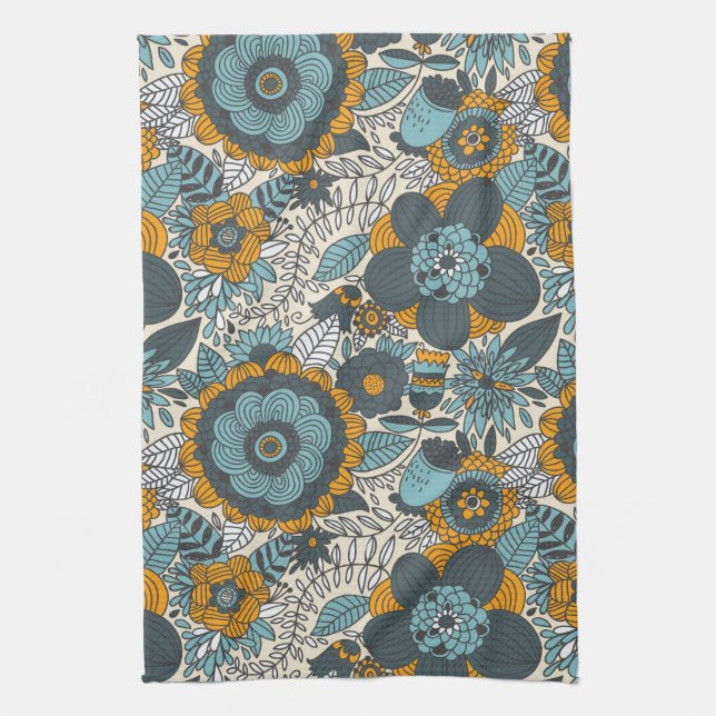 Vintage floral pattern kitchen towel (Vertical)