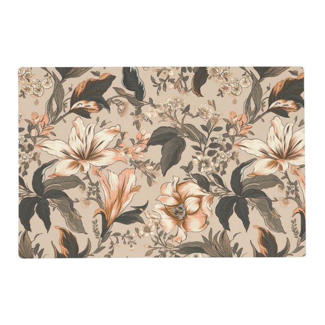 Vintage Floral Pattern Laminated Placemat (Front)