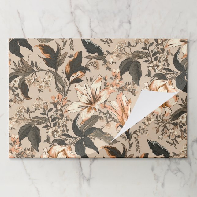 Vintage Floral Pattern Large Tearaway Placemat (Folded)