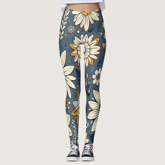 Vintage Floral Pattern Leggings (Front)