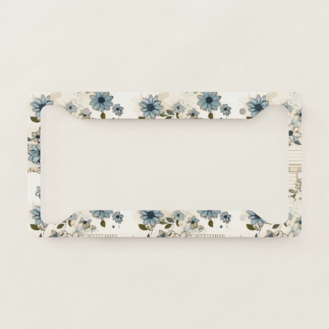 Vintage Floral Pattern License Plate Frame (Front)