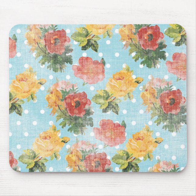 Vintage Floral Pattern Mouse Pad (Front)