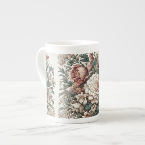 Vintage Floral Pattern Mug  Elegant Flower Art