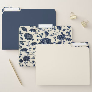 Vintage Floral Pattern   Navy and Cream File Folder