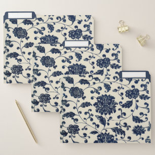 Vintage Floral Pattern   Navy and Cream File Folder