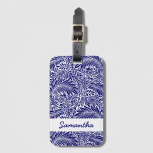 Vintage Floral Pattern Navy Blue William Morris Luggage Tag