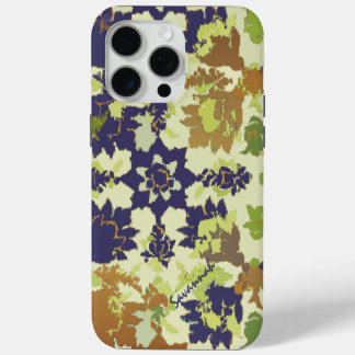 Vintage Floral Pattern Navy Copper Green iPhone 15 Pro Max Case