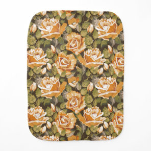 Vintage Floral pattern of yellow roses Baby Burp Cloth