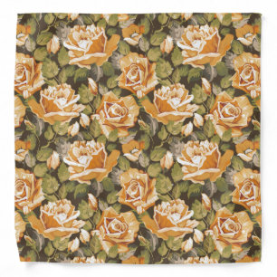 Vintage Floral pattern of yellow roses Bandana