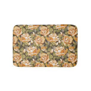 Vintage Floral pattern of yellow roses Bath Mat