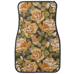 Vintage Floral pattern of yellow roses Car Floor Mat