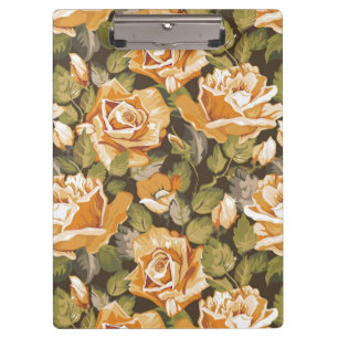 Vintage Floral pattern of yellow roses Clipboard
