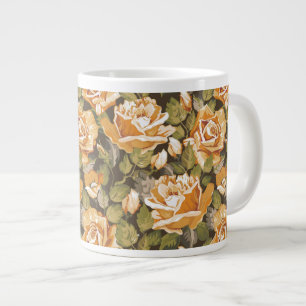 Vintage Floral pattern of yellow roses Large Coffee Mug